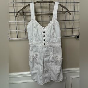 Japna White Mini Dress with Button Detail